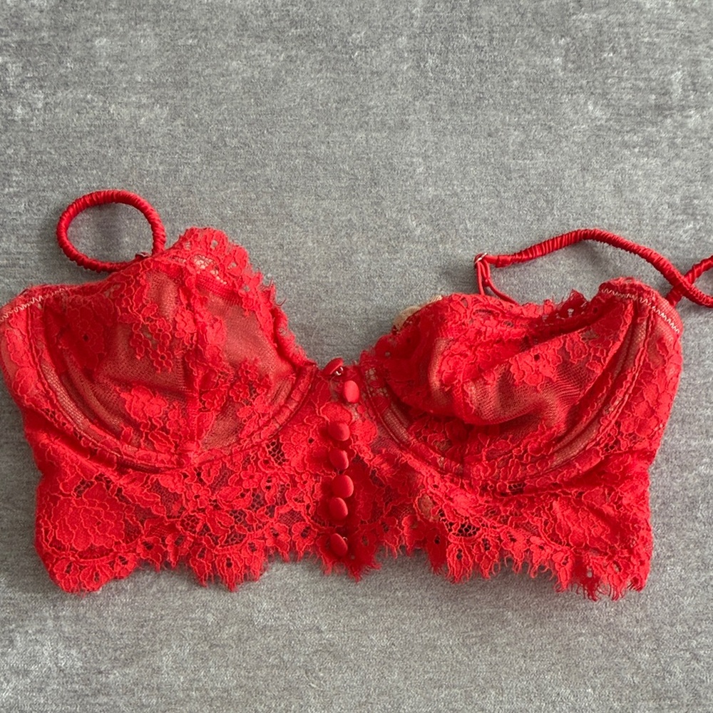For Love and Lemons Elegant Red Lace Bralette size XS